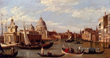 Canaletto Werke - Kanal Giovanni Antonio Blick auf den Canal Grande und Santa Maria Della Salute mit Booten und Abbildung Canaletto